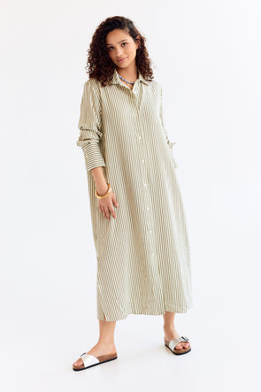 Zac Dress Khaki Ecru