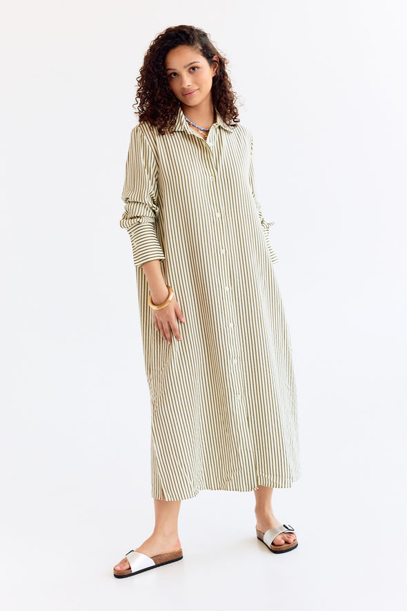 Zac Dress Khaki Ecru