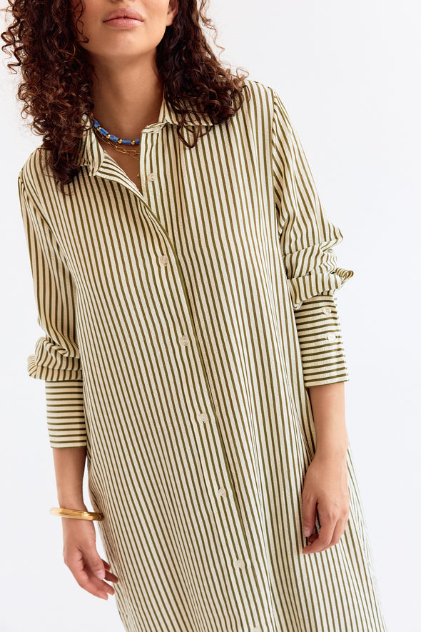 Zac Dress Khaki Ecru
