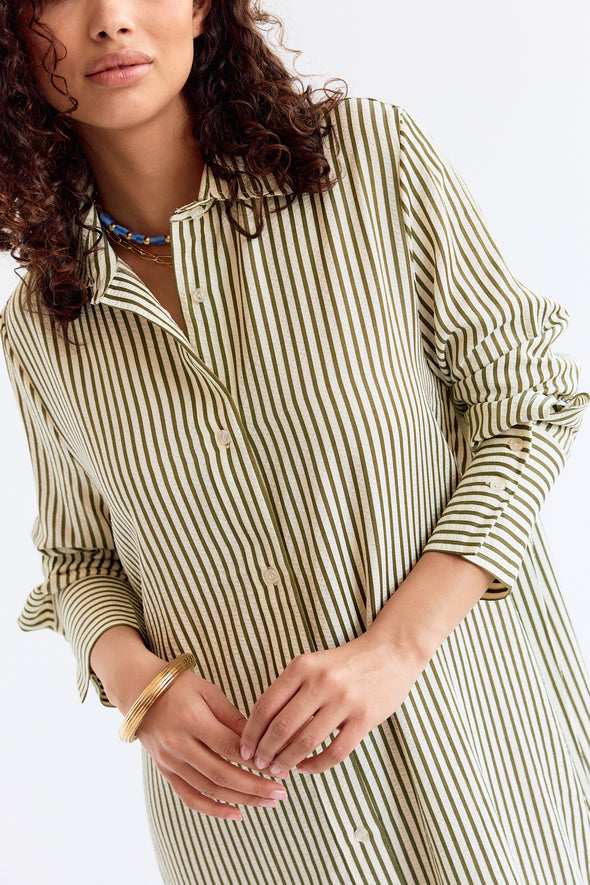 Zac Dress Khaki Ecru