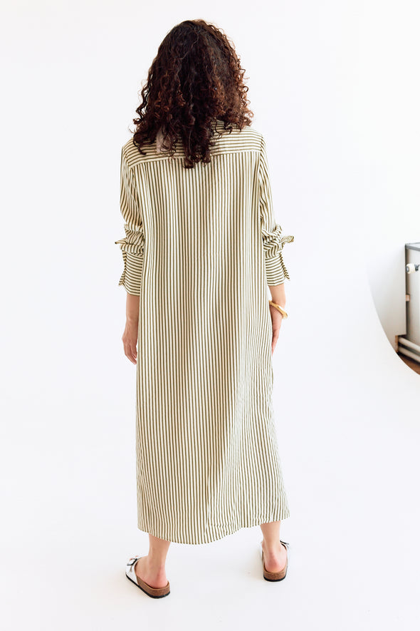 Zac Dress Khaki Ecru