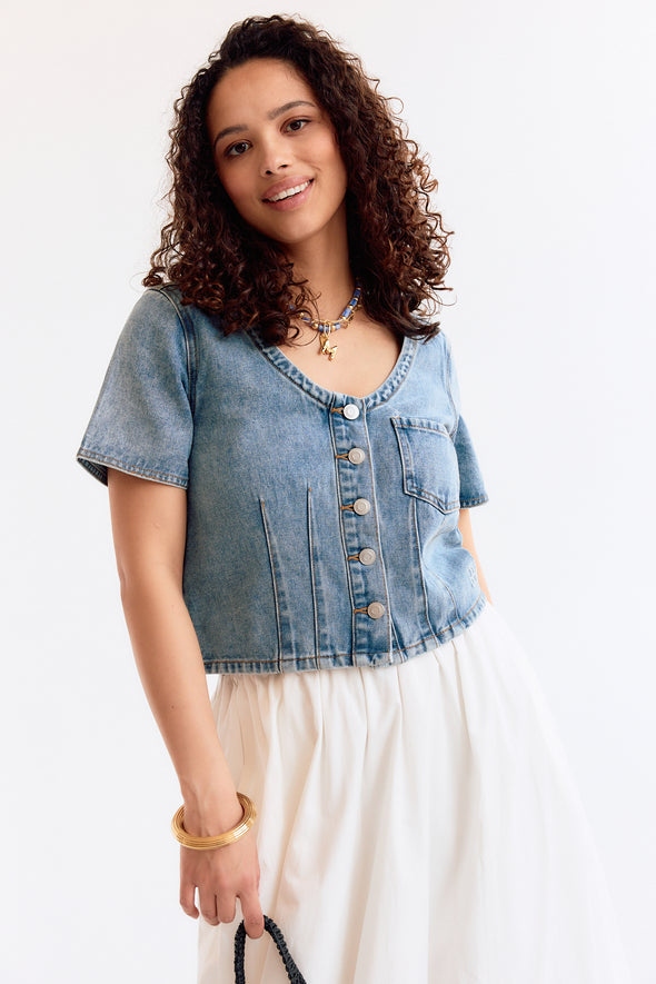 Jolie SS Short Denim Top