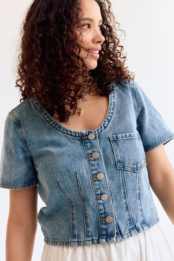 Jolie SS Short Denim Top