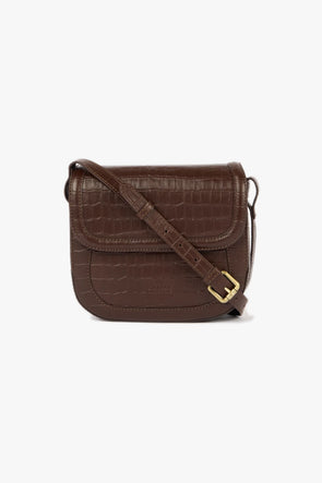 Nina Leather Bag Chocolate Croco