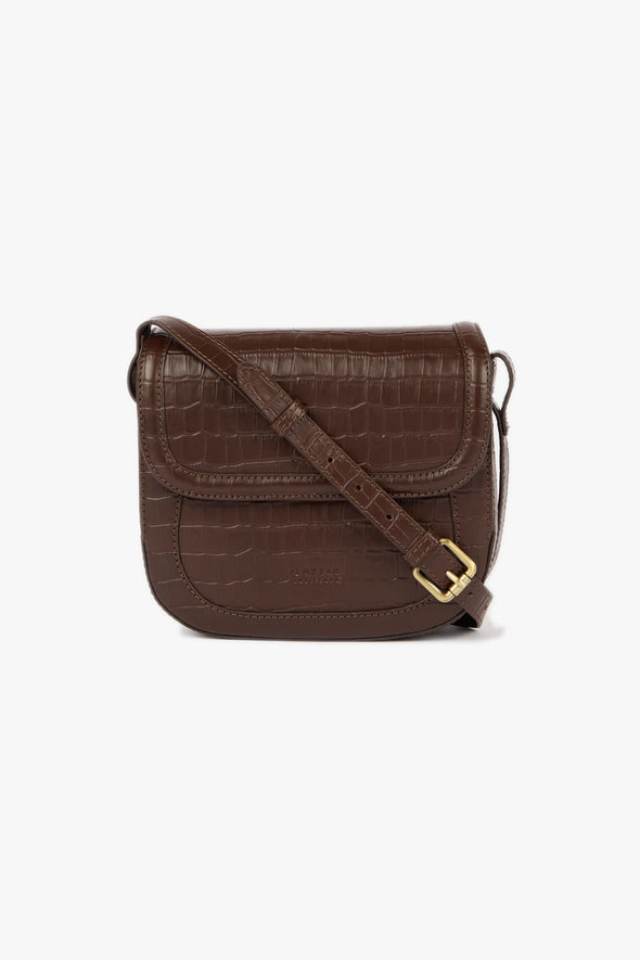 Nina Leather Bag Chocolate Croco