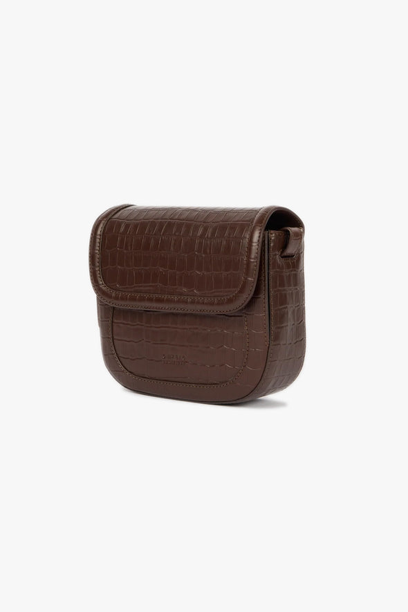 Nina Leather Bag Chocolate Croco