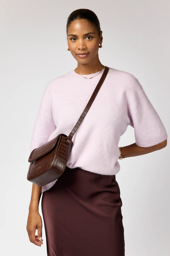 Nina Leather Bag Chocolate Croco