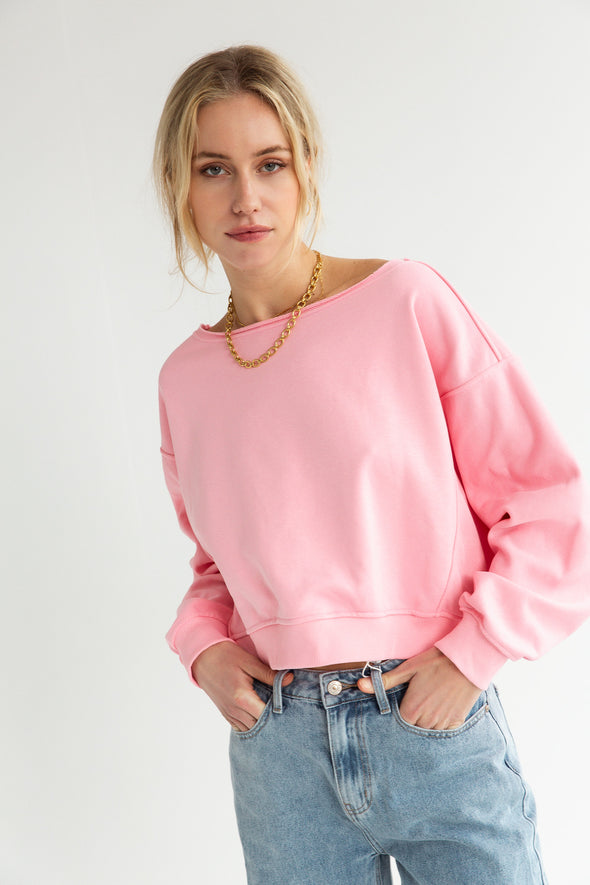 Parker Cropped Sweater Rose