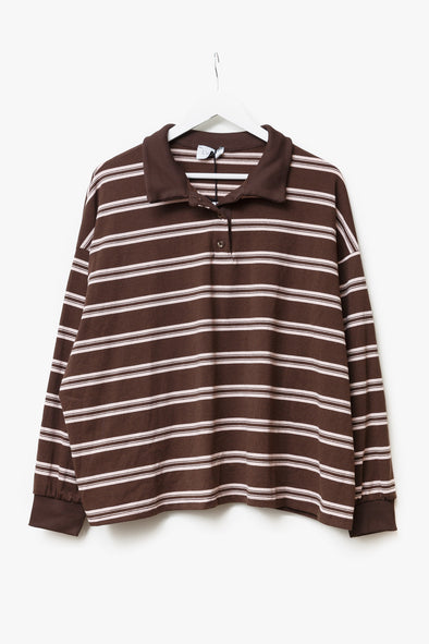 Samuel LS Polo Coffee Stripes