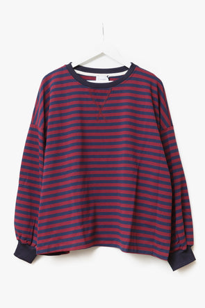 Jérome LS Sweater Navy/Burgundy
