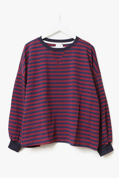 Jérome LS Sweater Navy/Burgundy