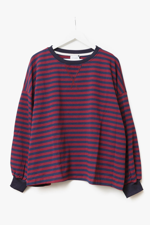 Jérome LS Sweater Navy/Burgundy