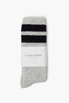 Grandpa Varsity Socks Light Grey Navy Stripe