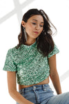Fox Sequins Top Green