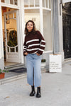 Liz Striped Knit Chocolate