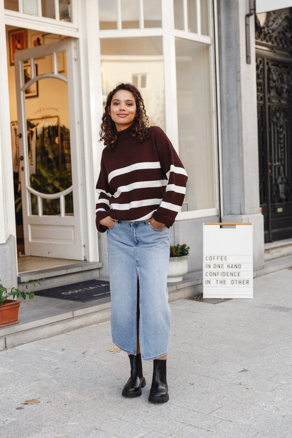 Liz Striped Knit Chocolate