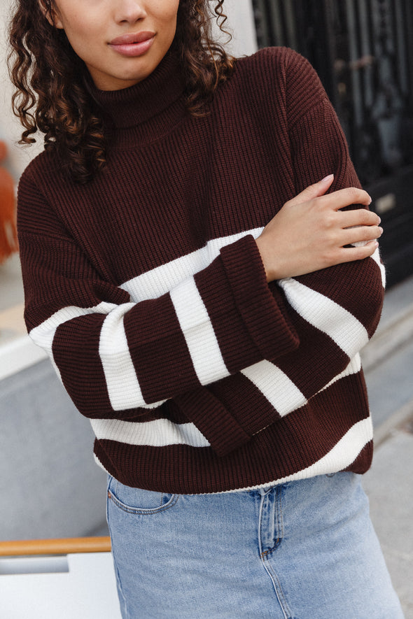 Liz Striped Knit Chocolate