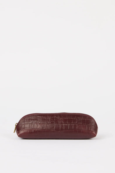 Pencil Case Dark Cherry Croco Small