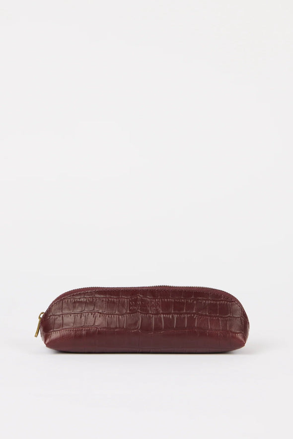 Pencil Case Dark Cherry Croco Small