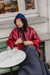 Julia Raincap Navy/Cherry Red