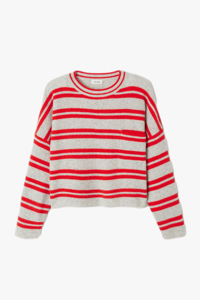 Raxow Knit Stripes Grey Strawberry