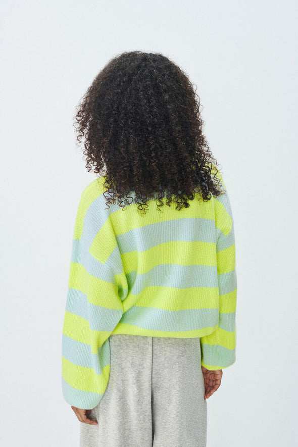 Raxow Cardigan Neon Yellow Stripes