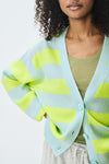 Raxow Cardigan Neon Yellow Stripes