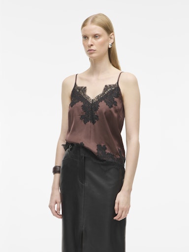 Lace Singlet Top Chicory Coffee