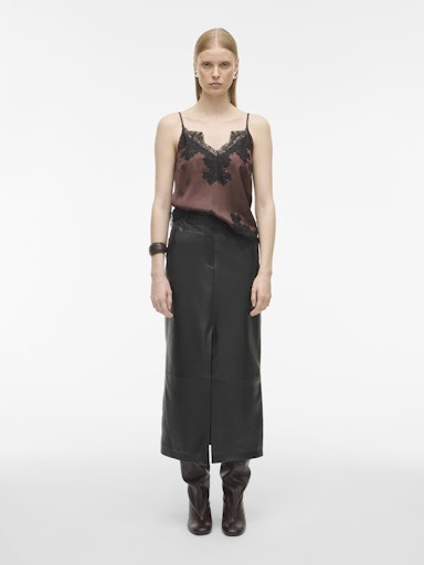 Lace Singlet Top Chicory Coffee