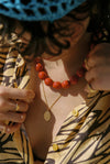Coral Sunset Beaded Necklace Goldplated