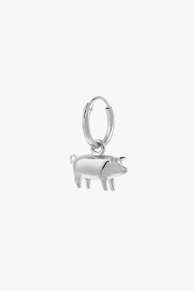 Single Piglet Ring Earring Silver