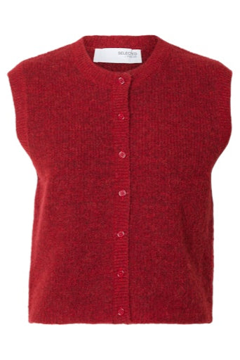 Lulu Button Vest Red