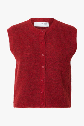 Lulu Button Vest Red