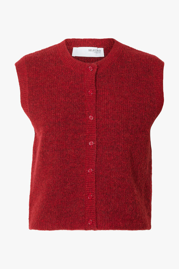 Lulu Button Vest Red