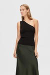 Lura One Shoulder Knit Top Black