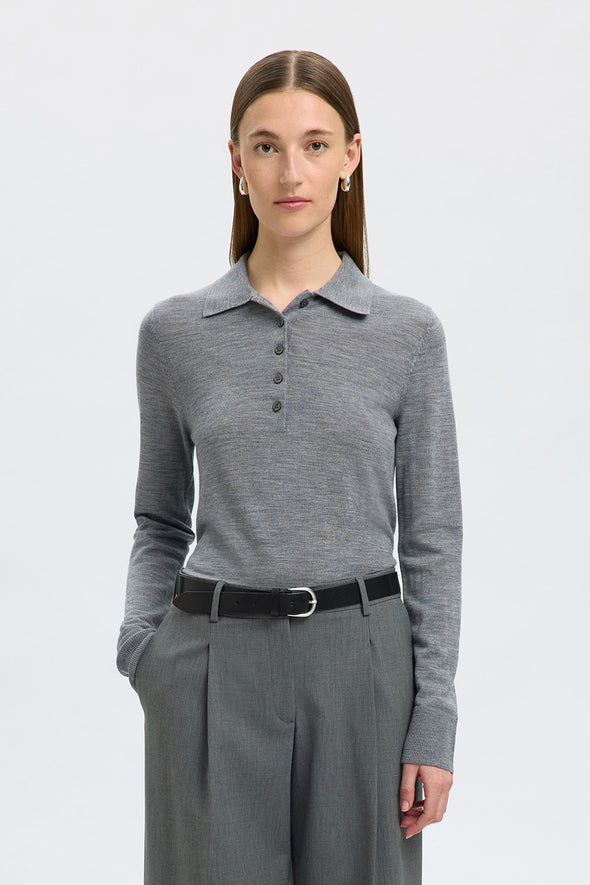 Thea Collar Knit Grey Melange