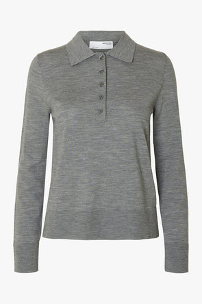 Thea Collar Knit Grey Melange
