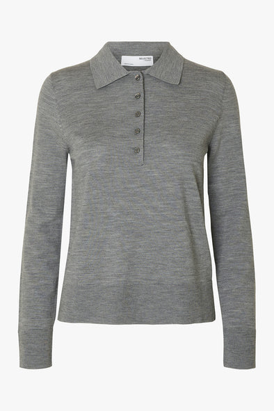 Thea Collar Knit Grey Melange