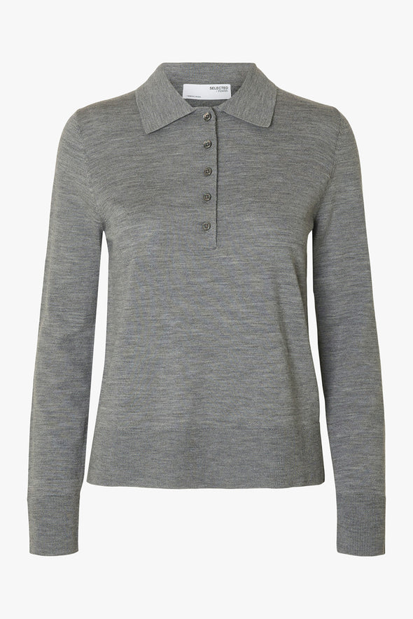 Thea Collar Knit Grey Melange