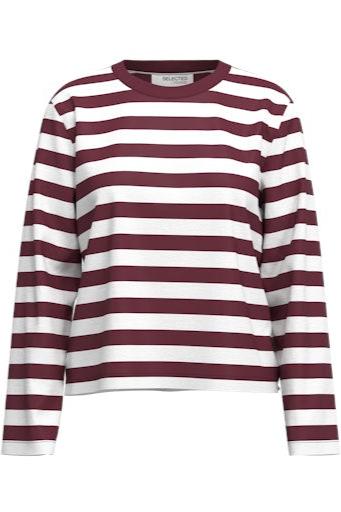 Essential LS Boxy Tee Zinfandel Stripes