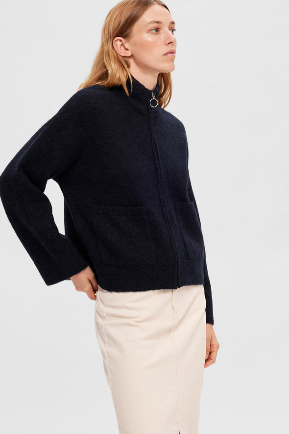 Sia Ras Zipper Cardigan Dark Sapphire