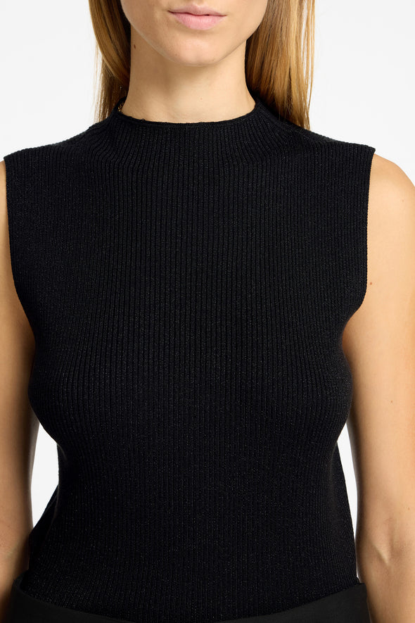 Lura Lurex High Neck Knit Black