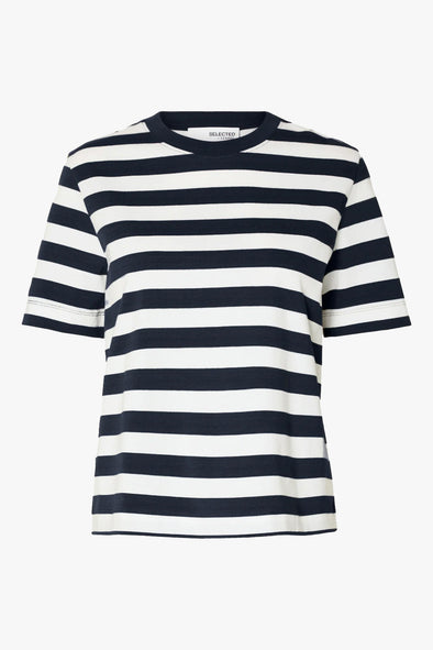 Essential Boxy Tee Navy Stripe