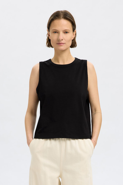 Essential Boxy Tank Top Black