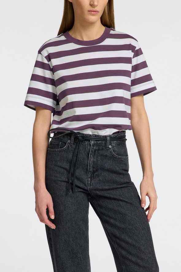 Essential Boxy Tee Plum Stripes