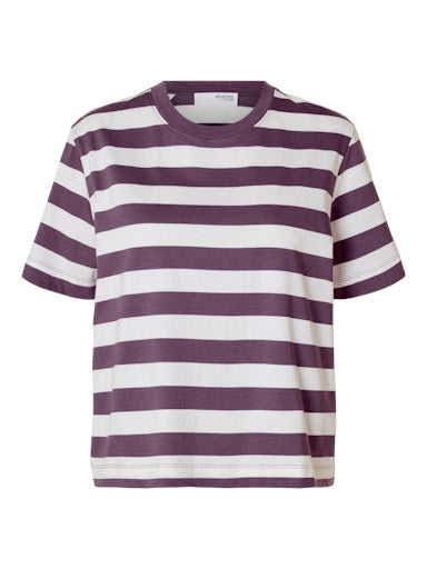 Essential Boxy Tee Plum Stripes