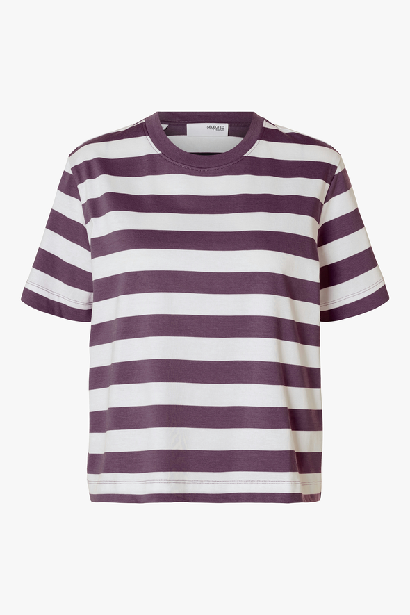 Essential Boxy Tee Plum Stripes