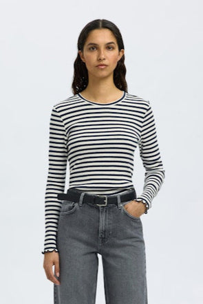 Anna Crew Neck Tee Blue/White
