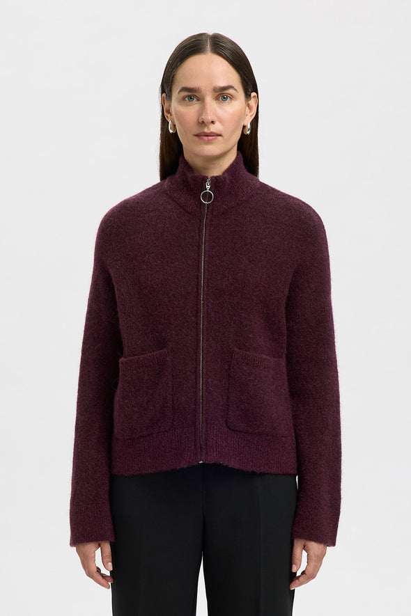 Sia Ras Zipper Cardigan Fig