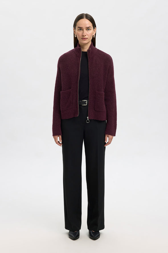 Sia Ras Zipper Cardigan Fig